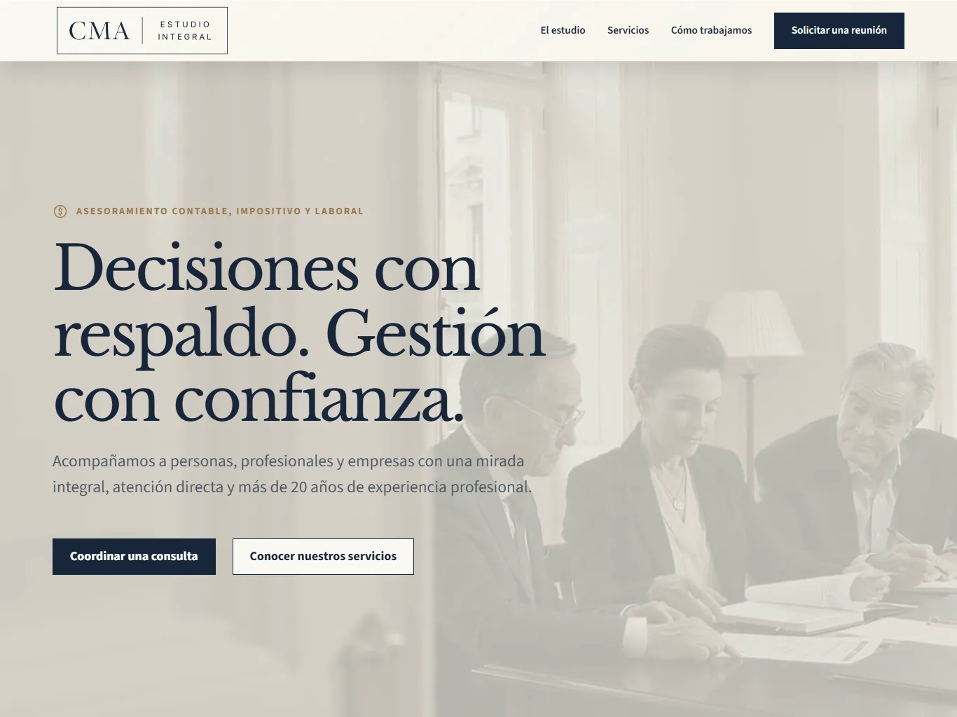 Portada de la web de CMA Estudio Integral
